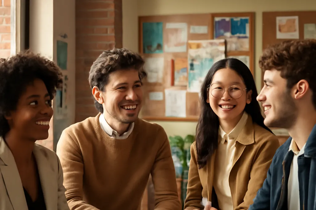 Groupe convivial échangeant dans un espace associatif lumineux à Brest