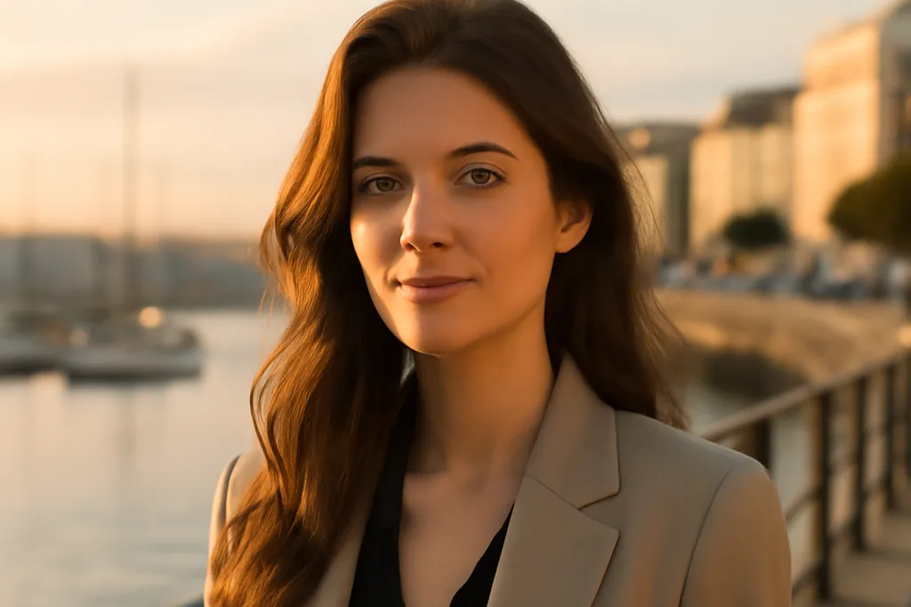 Portrait pris en extérieur le long des quais de Brest en golden hour