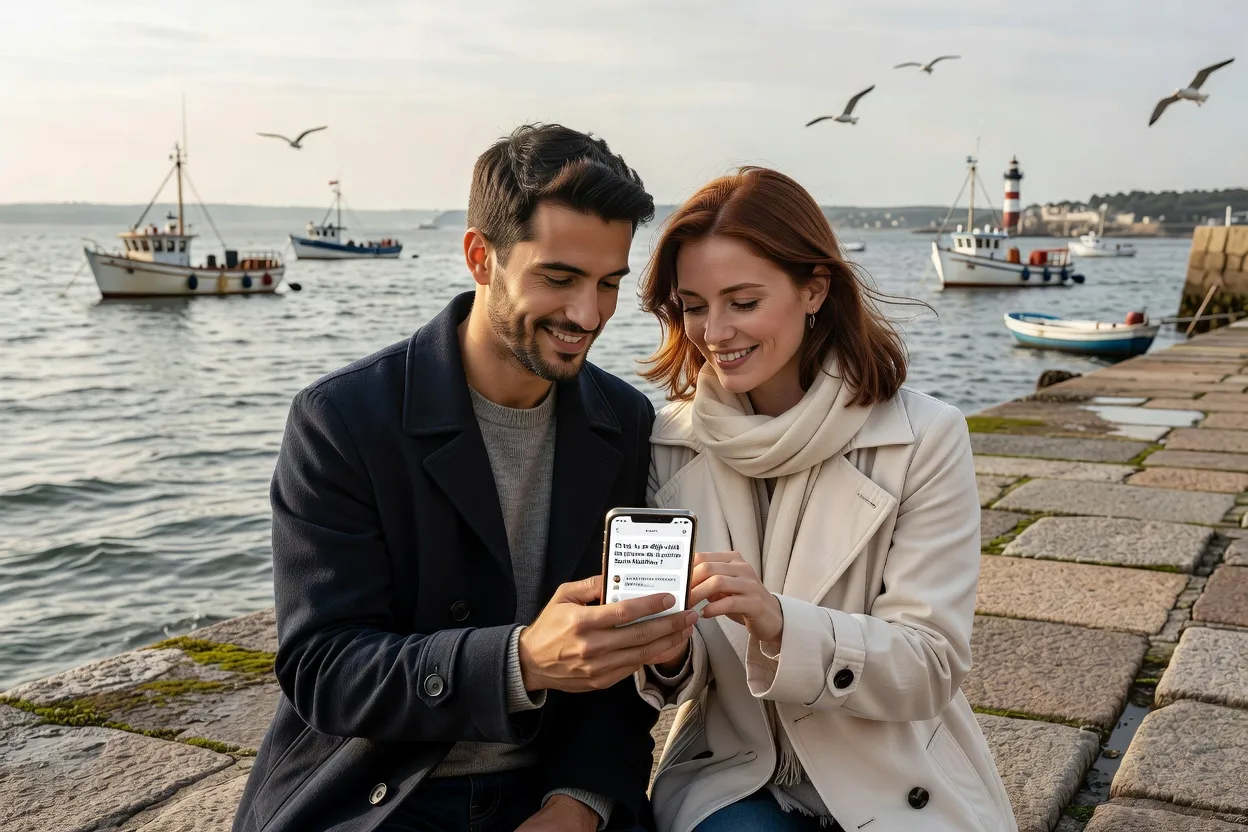 Échange sur une application de rencontre depuis Brest