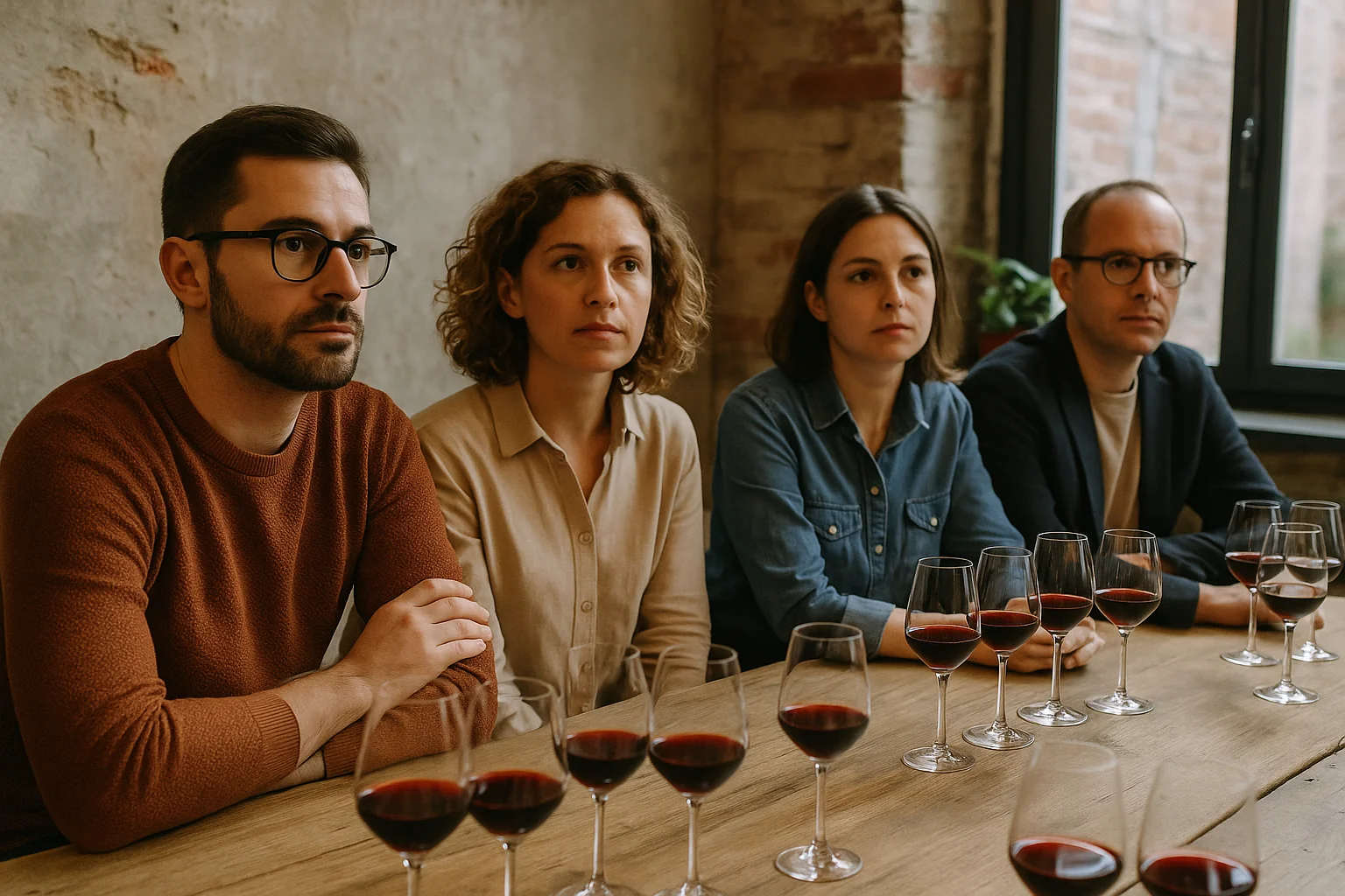 Groupe d'adultes attentifs lors d'un atelier de dégustation de vin à Brest