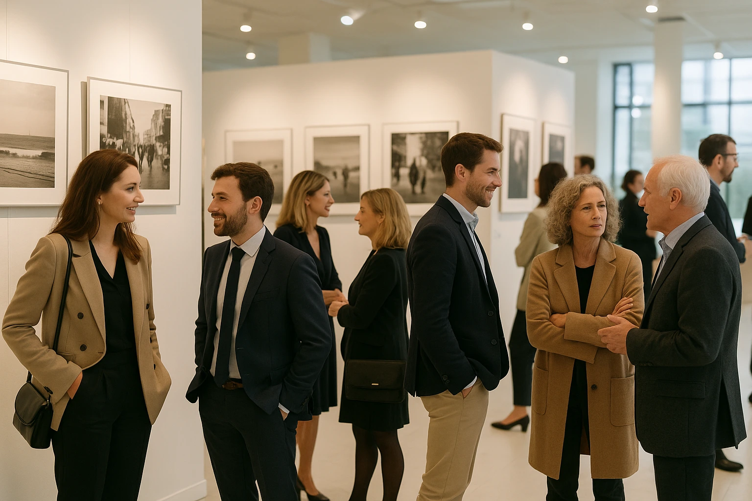 Vernissage convivial d'une exposition photographique dans une médiathèque brestoise